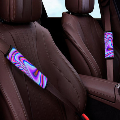 Purple Psychedelic Trippy Print Car Seat Belt Covers