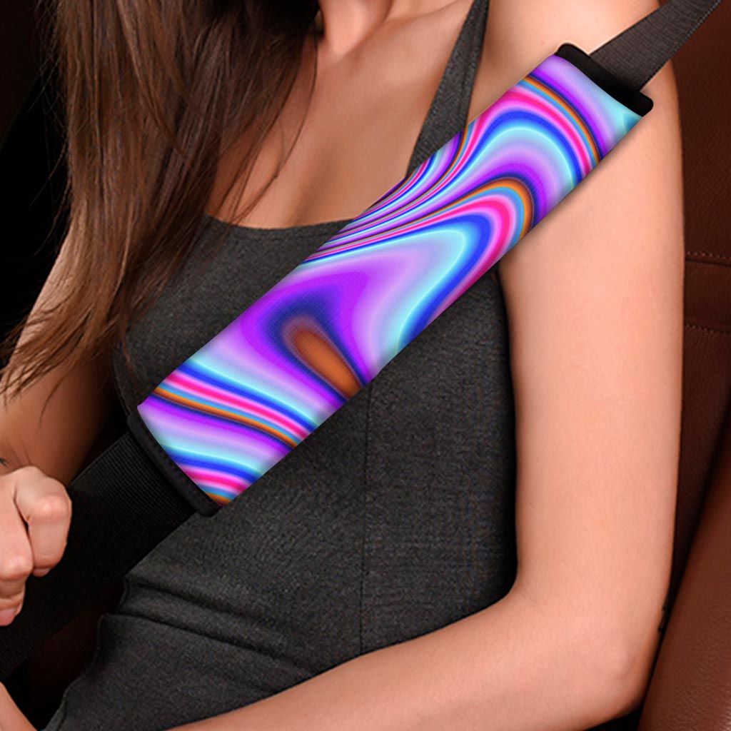 Purple Psychedelic Trippy Print Car Seat Belt Covers