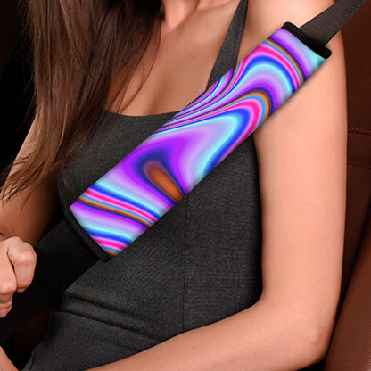 Purple Psychedelic Trippy Print Car Seat Belt Covers