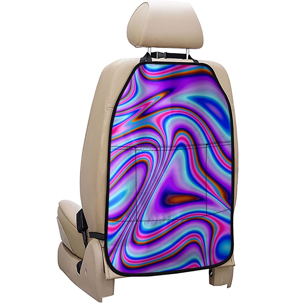 Purple Psychedelic Trippy Print Car Seat Organizers