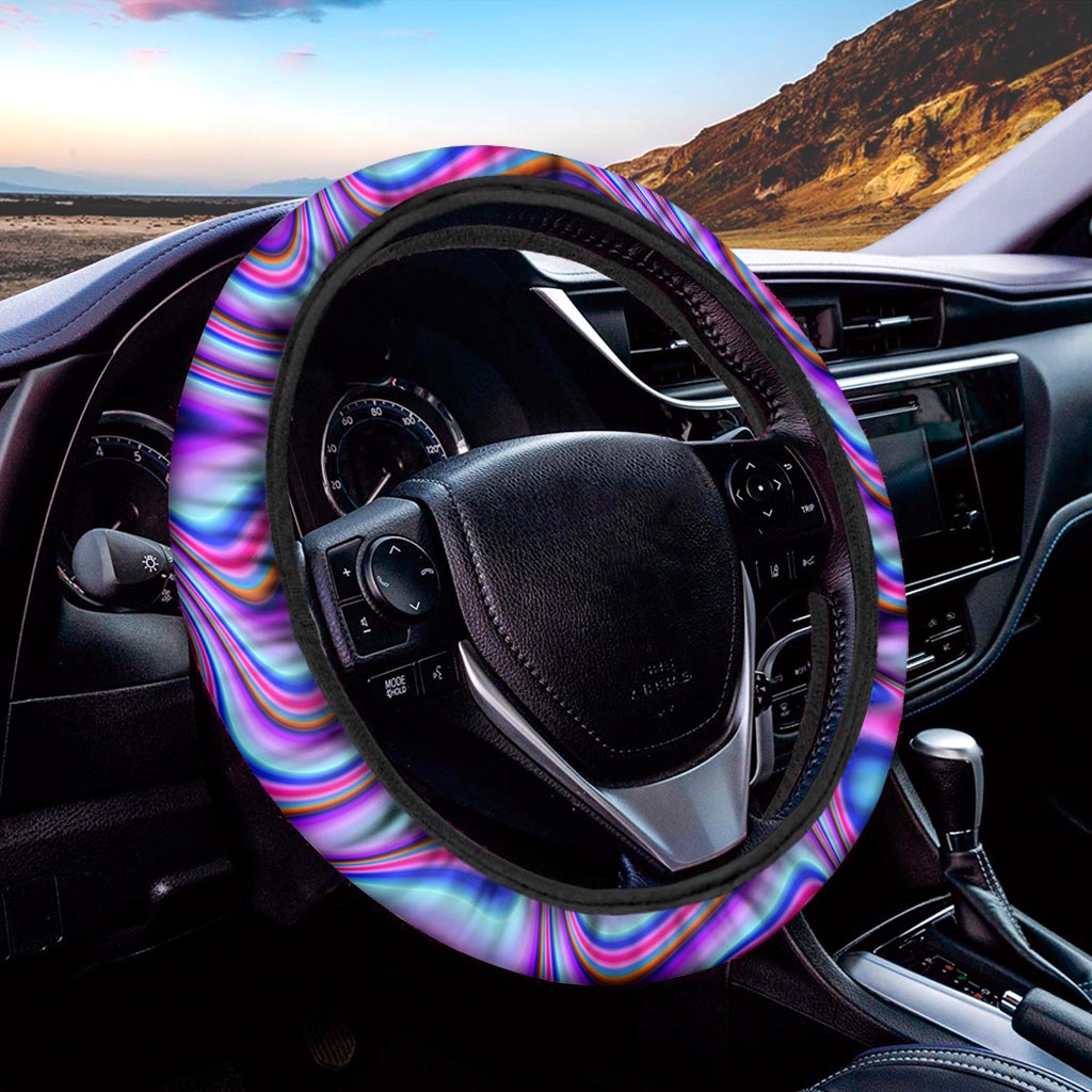 Purple Psychedelic Trippy Print Car Steering Wheel Cover