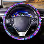 Purple Psychedelic Trippy Print Car Steering Wheel Cover