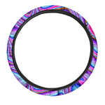 Purple Psychedelic Trippy Print Car Steering Wheel Cover