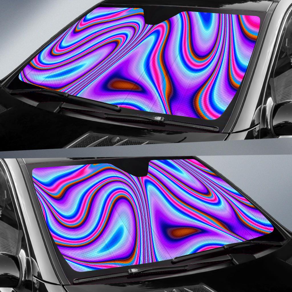 Purple Psychedelic Trippy Print Car Sun Shade GearFrost
