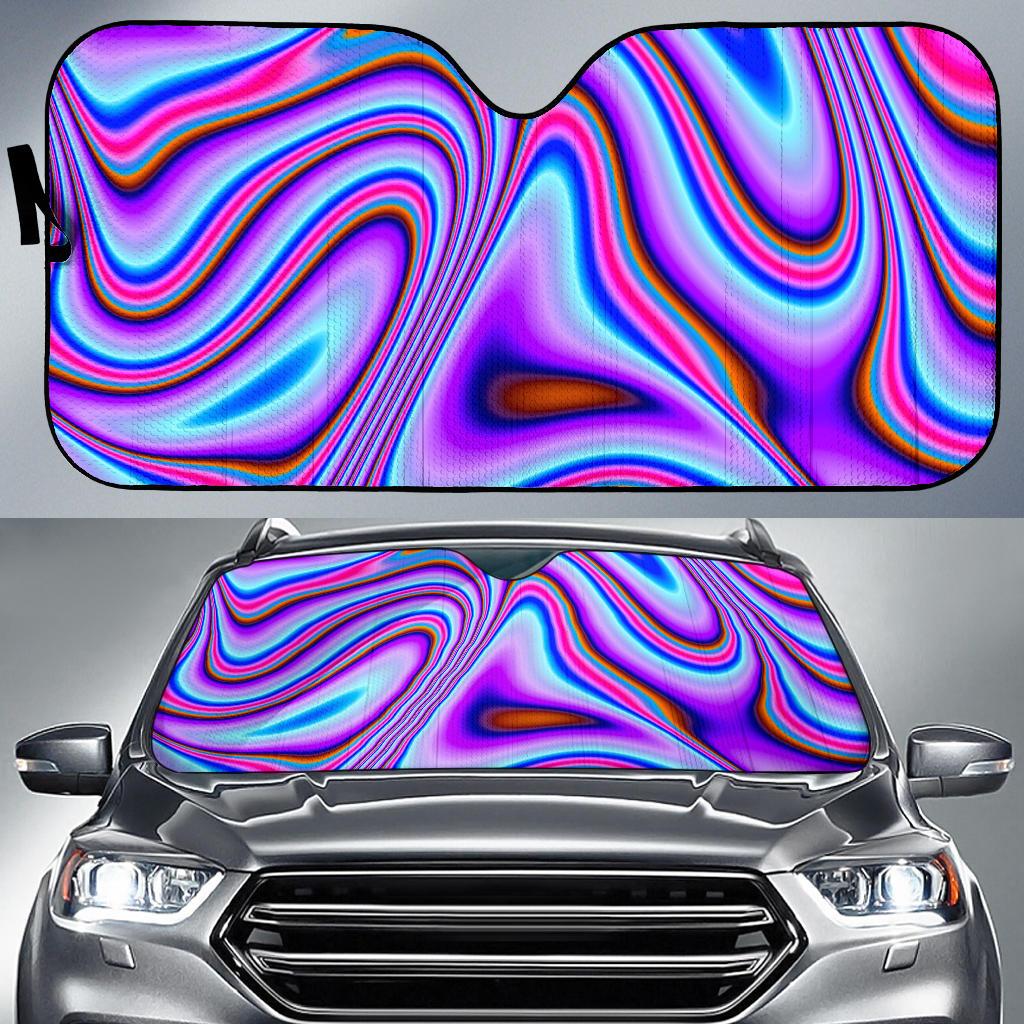 Purple Psychedelic Trippy Print Car Sun Shade GearFrost