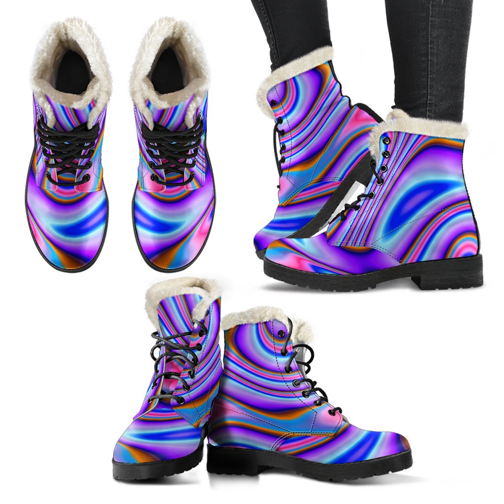 Purple Psychedelic Trippy Print Comfy Boots GearFrost