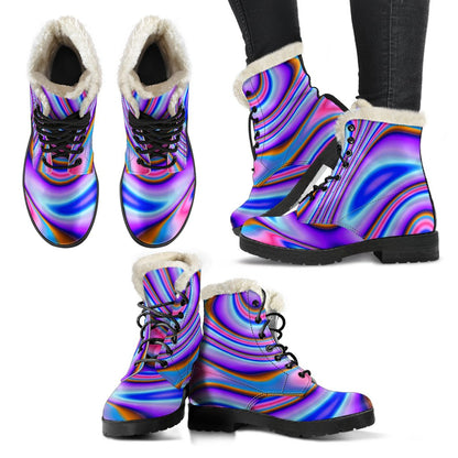 Purple Psychedelic Trippy Print Comfy Boots GearFrost