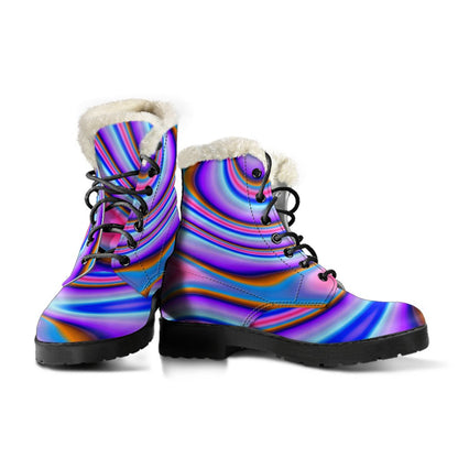 Purple Psychedelic Trippy Print Comfy Boots GearFrost