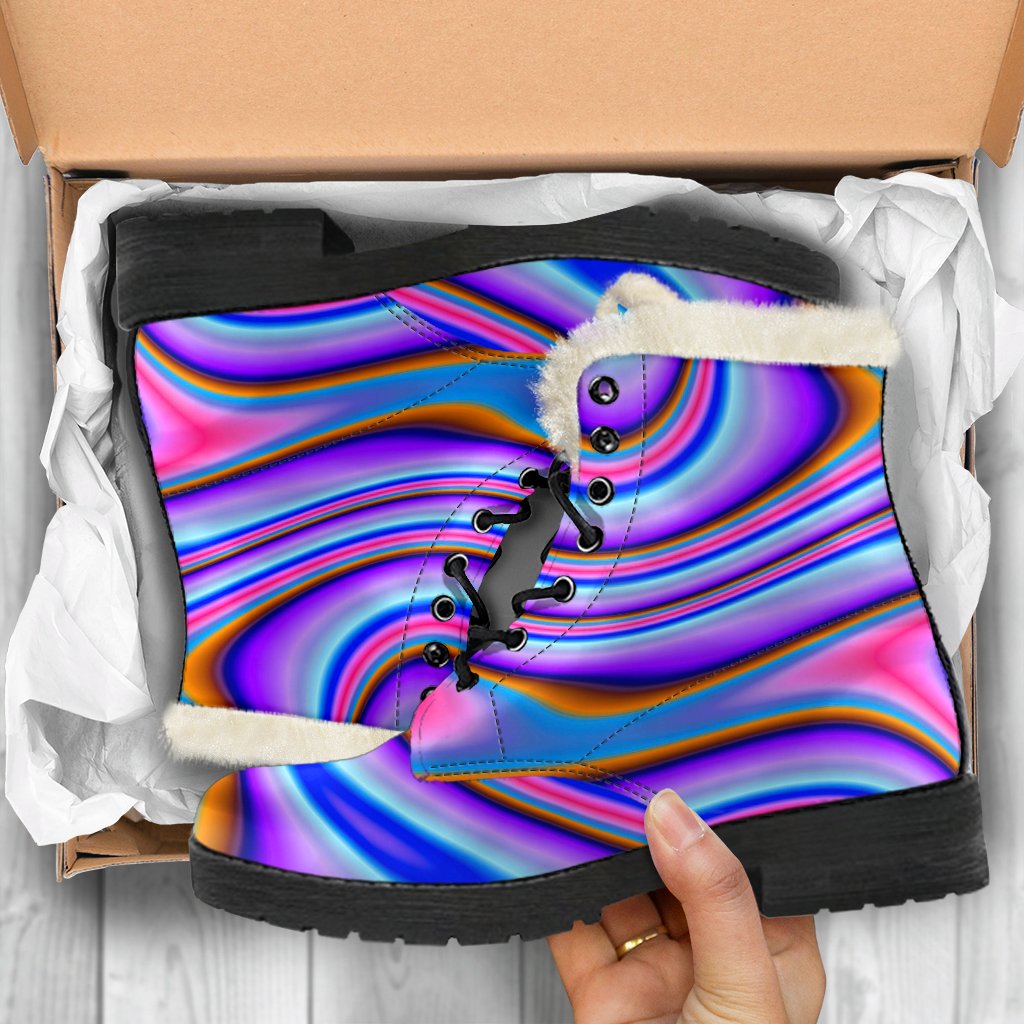 Purple Psychedelic Trippy Print Comfy Boots GearFrost