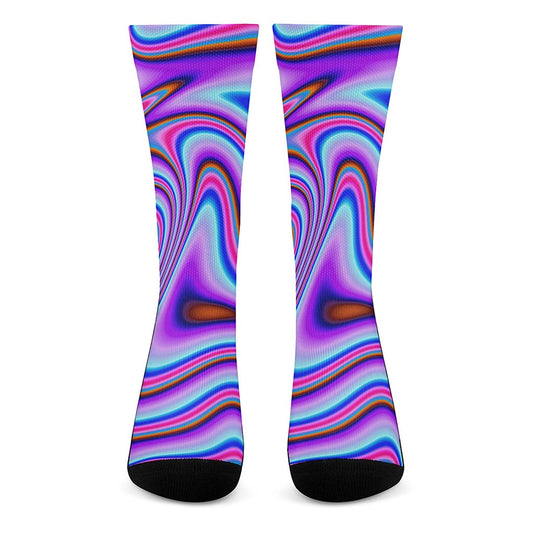 Purple Psychedelic Trippy Print Crew Socks