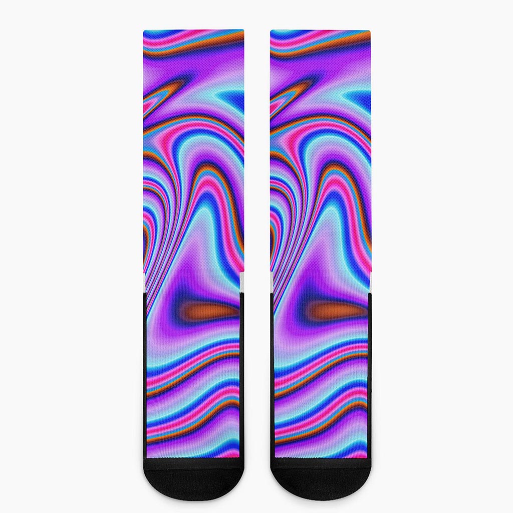 Purple Psychedelic Trippy Print Crew Socks