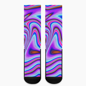 Purple Psychedelic Trippy Print Crew Socks