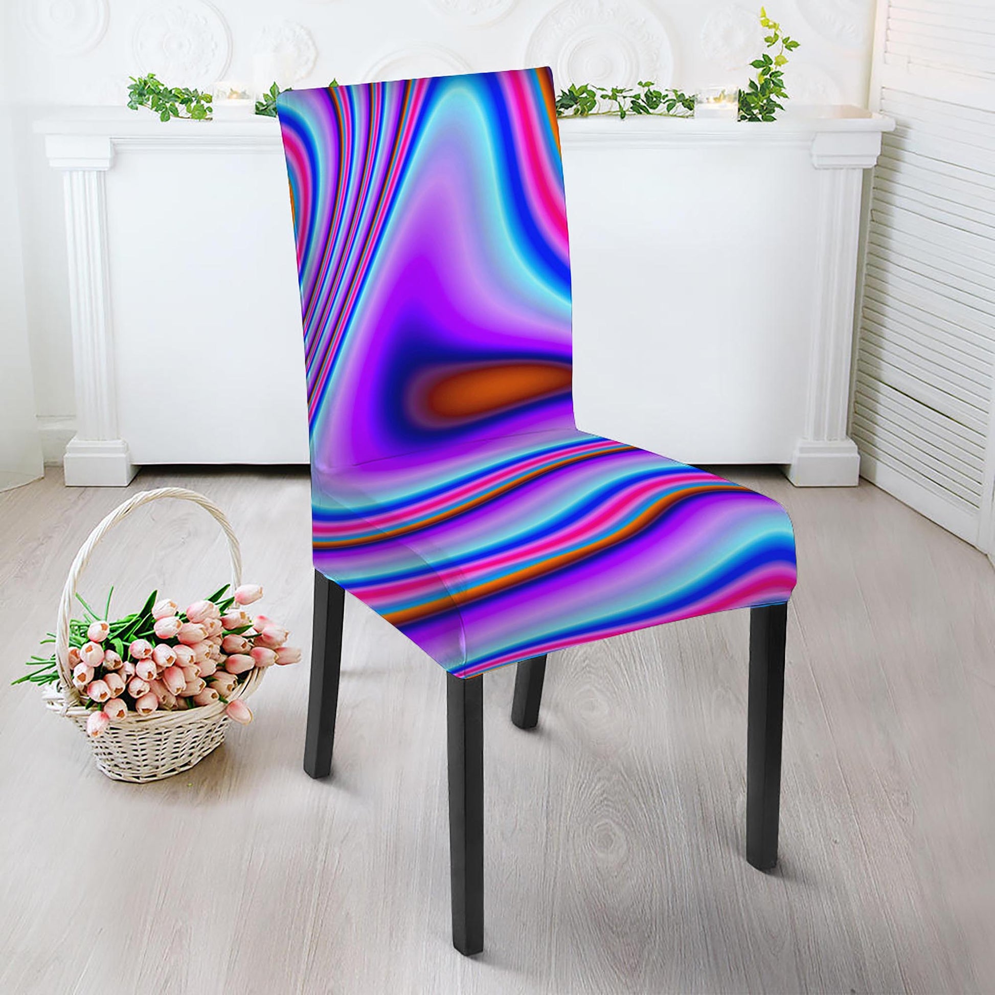 Purple Psychedelic Trippy Print Dining Chair Slipcover