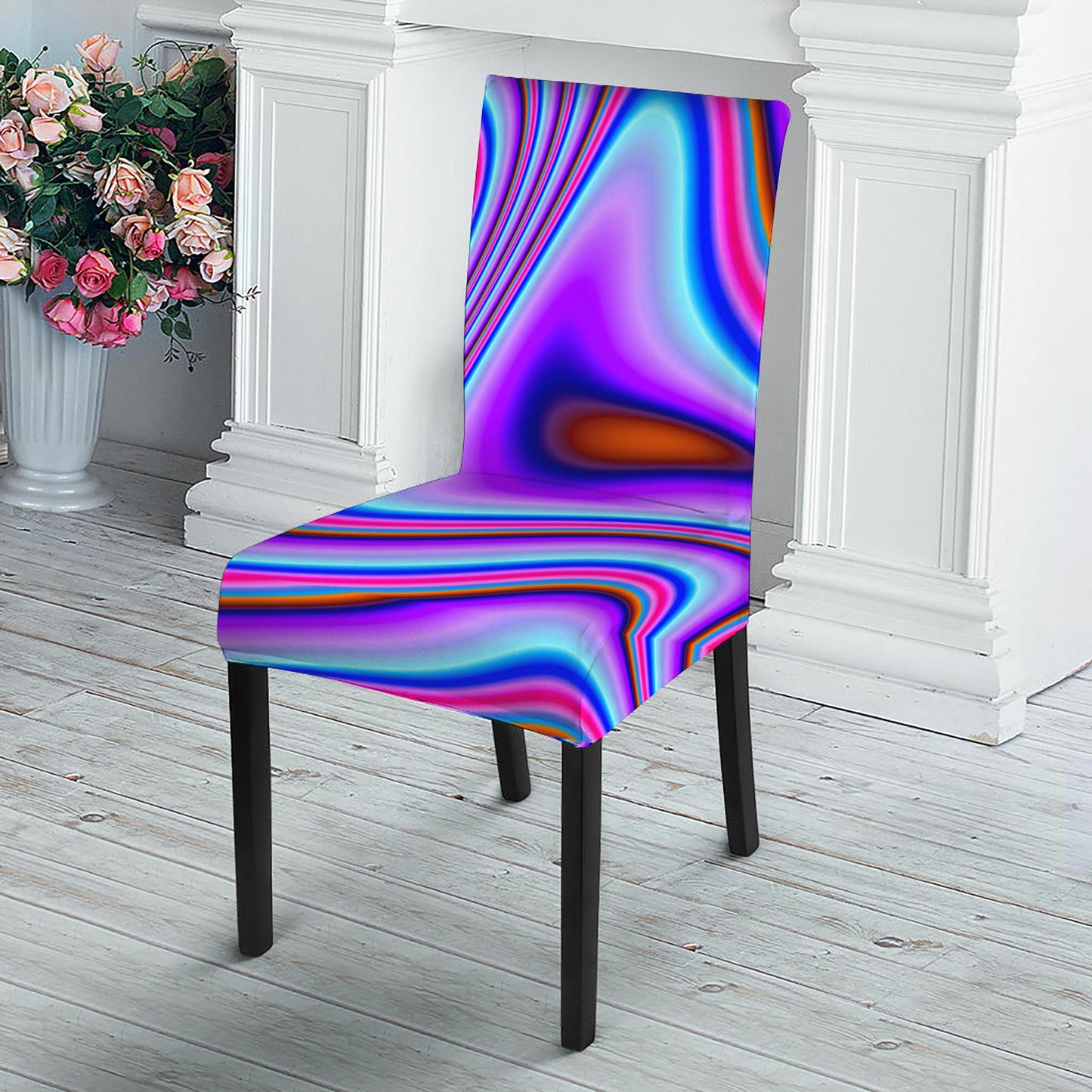 Purple Psychedelic Trippy Print Dining Chair Slipcover