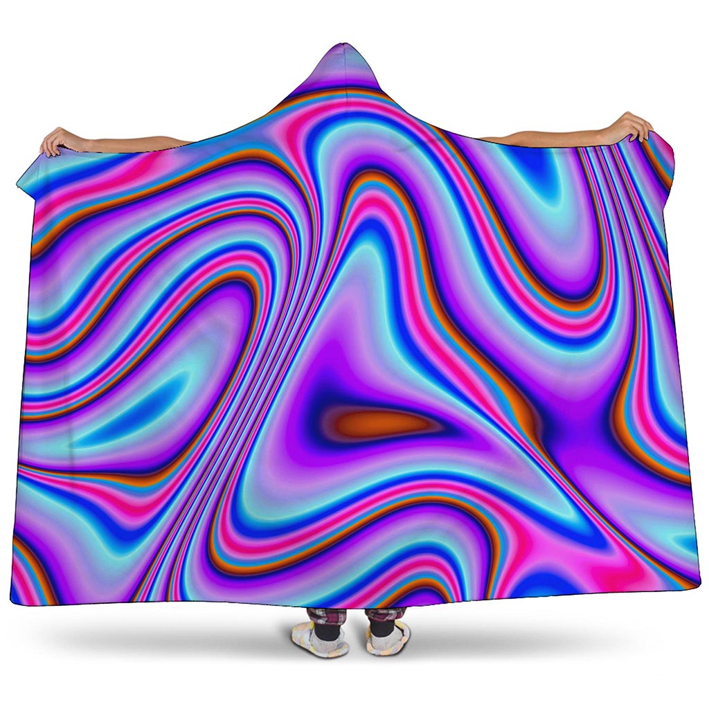 Purple Psychedelic Trippy Print Hooded Blanket