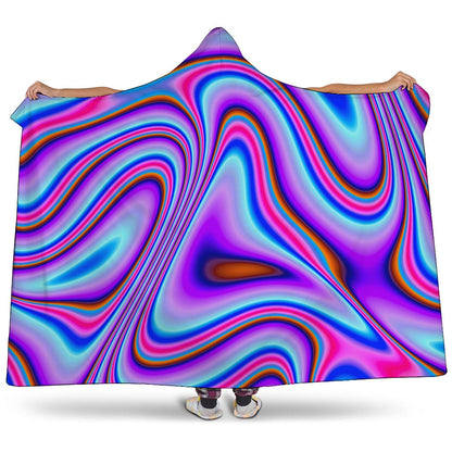 Purple Psychedelic Trippy Print Hooded Blanket
