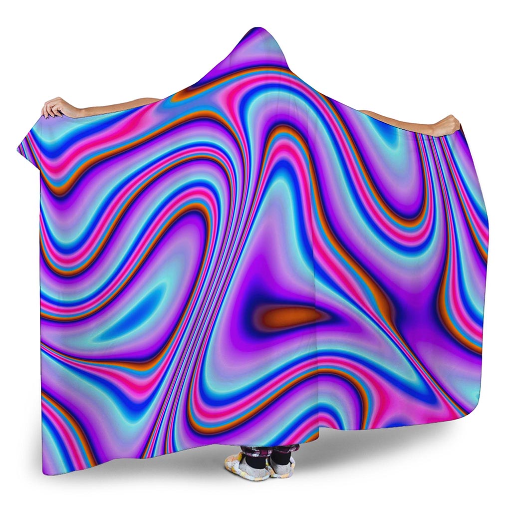 Purple Psychedelic Trippy Print Hooded Blanket