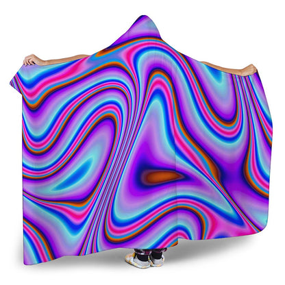Purple Psychedelic Trippy Print Hooded Blanket