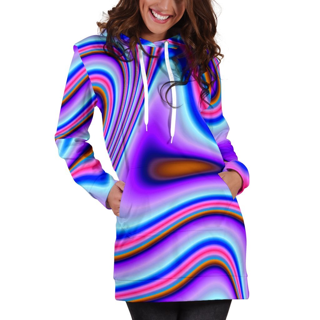 Purple Psychedelic Trippy Print Hoodie Dress GearFrost