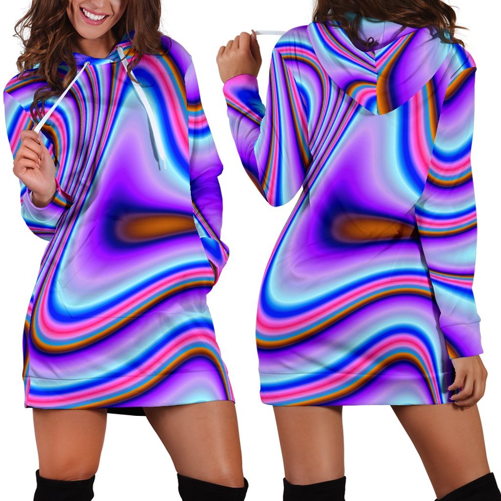 Purple Psychedelic Trippy Print Hoodie Dress GearFrost