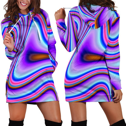 Purple Psychedelic Trippy Print Hoodie Dress GearFrost