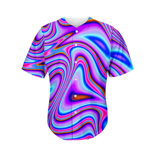 Purple Psychedelic Trippy Print Men's Baseball Jersey