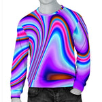 Purple Psychedelic Trippy Print Men's Crewneck Sweatshirt GearFrost