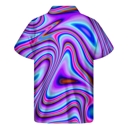 Purple Psychedelic Trippy Print Men's Short Sleeve Shirt