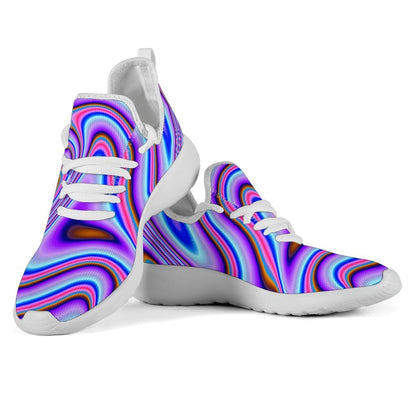 Purple Psychedelic Trippy Print Mesh Knit Shoes GearFrost