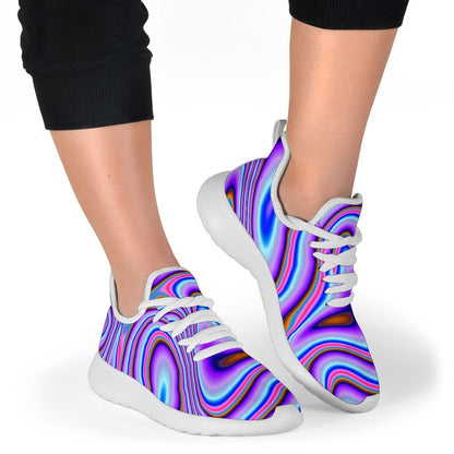 Purple Psychedelic Trippy Print Mesh Knit Shoes GearFrost