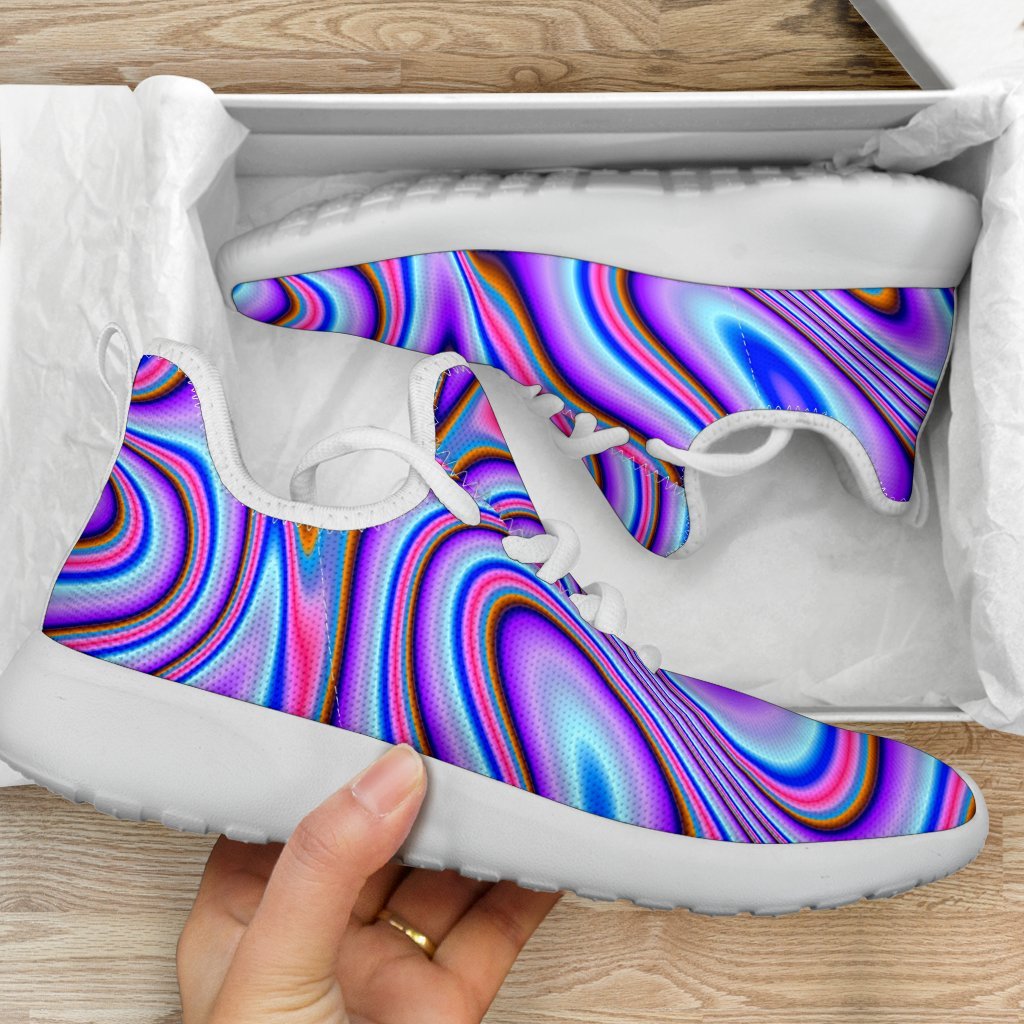 Purple Psychedelic Trippy Print Mesh Knit Shoes GearFrost