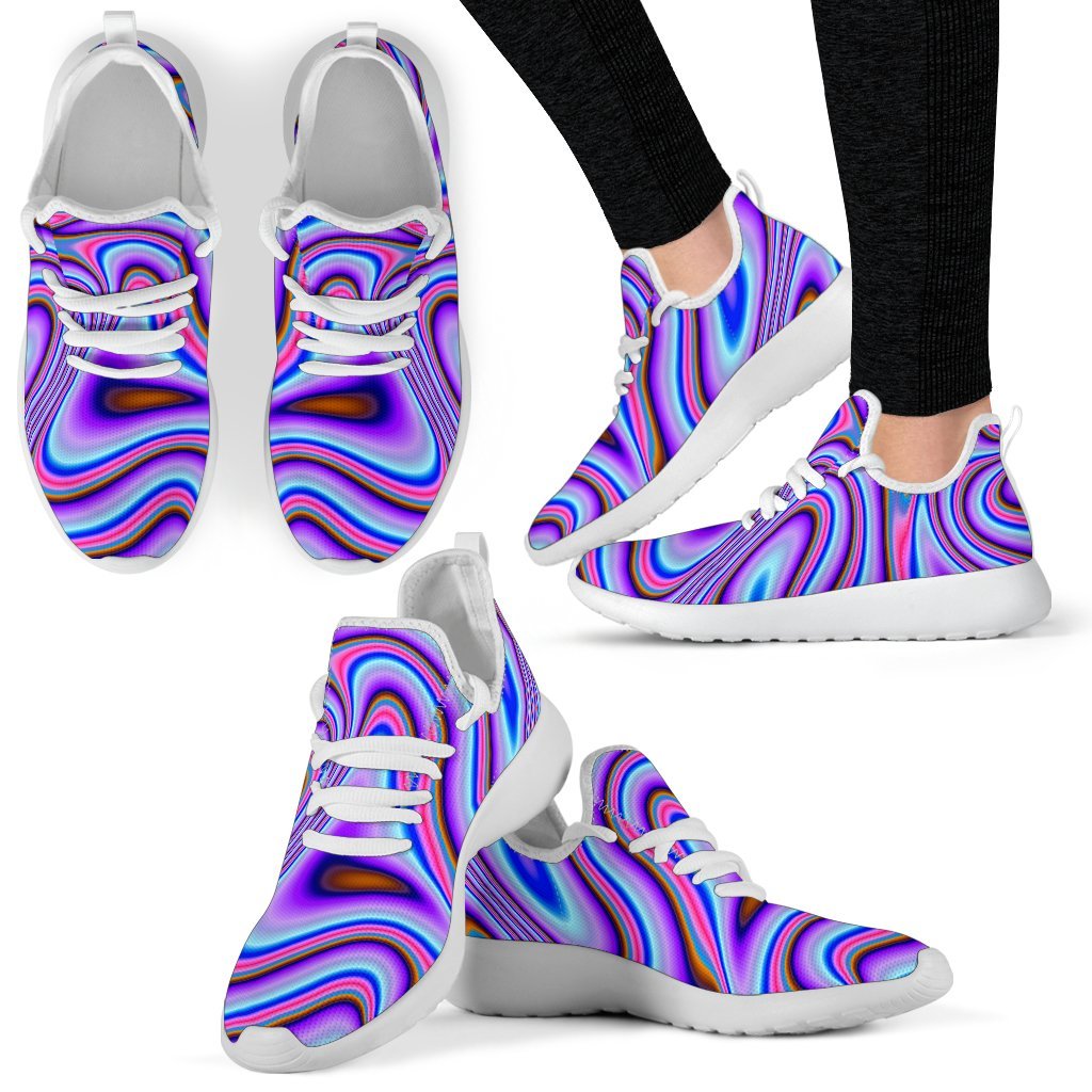 Purple Psychedelic Trippy Print Mesh Knit Shoes GearFrost
