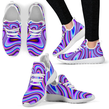 Purple Psychedelic Trippy Print Mesh Knit Shoes GearFrost