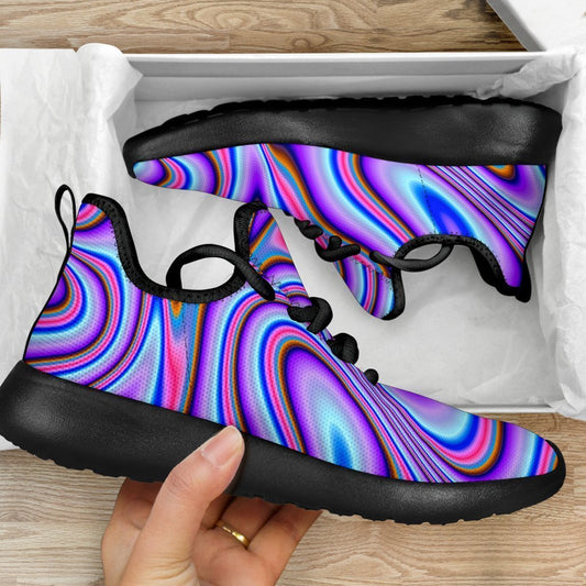 Purple Psychedelic Trippy Print Mesh Knit Shoes GearFrost