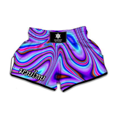 Purple Psychedelic Trippy Print Muay Thai Boxing Shorts