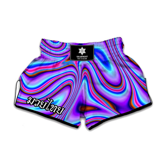Purple Psychedelic Trippy Print Muay Thai Boxing Shorts