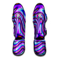 Purple Psychedelic Trippy Print Muay Thai Shin Guards