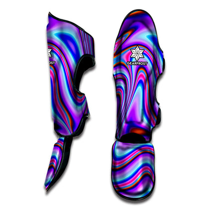 Purple Psychedelic Trippy Print Muay Thai Shin Guard