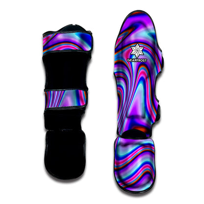 Purple Psychedelic Trippy Print Muay Thai Shin Guard