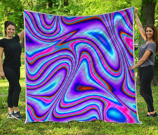 Purple Psychedelic Trippy Print Quilt