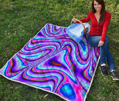 Purple Psychedelic Trippy Print Quilt
