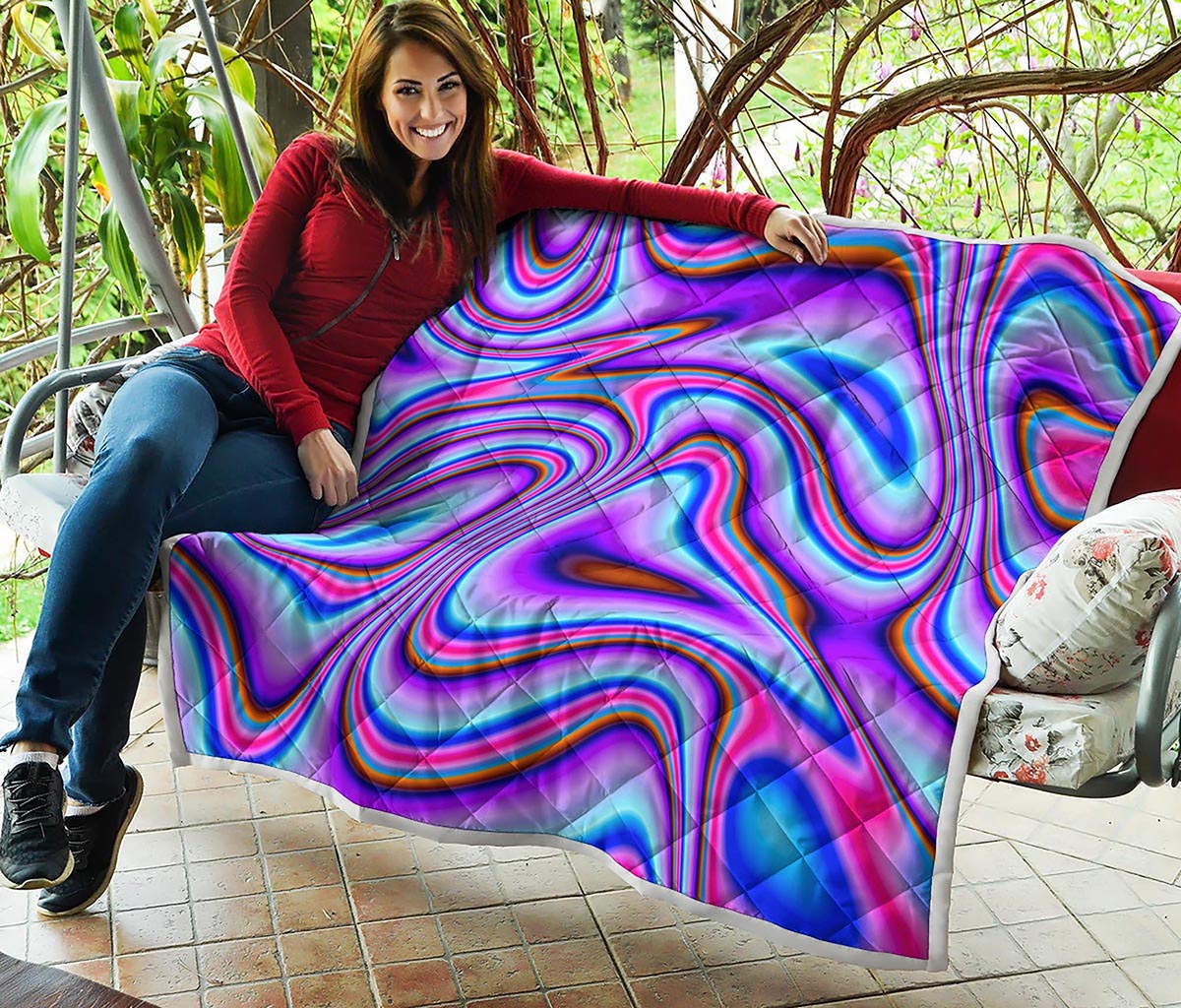 Purple Psychedelic Trippy Print Quilt