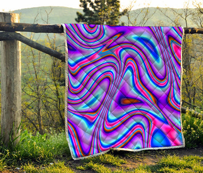 Purple Psychedelic Trippy Print Quilt