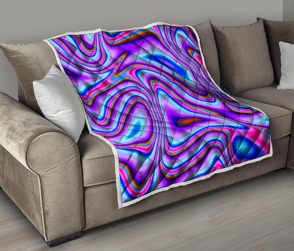 Purple Psychedelic Trippy Print Quilt