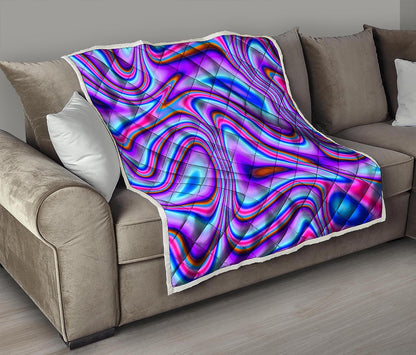 Purple Psychedelic Trippy Print Quilt
