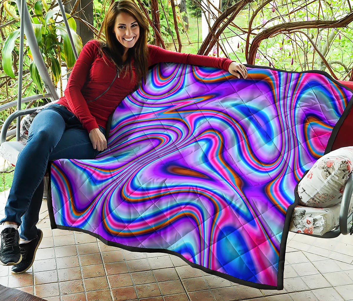 Purple Psychedelic Trippy Print Quilt