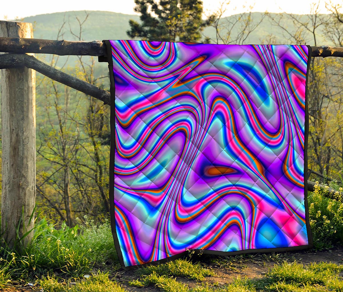 Purple Psychedelic Trippy Print Quilt