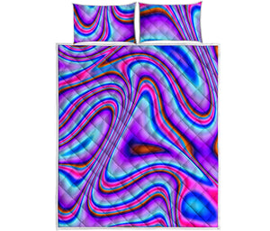 Purple Psychedelic Trippy Print Quilt Bed Set