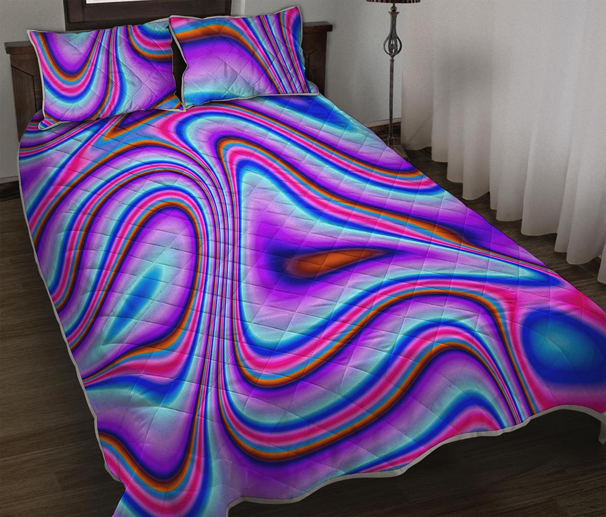 Purple Psychedelic Trippy Print Quilt Bed Set