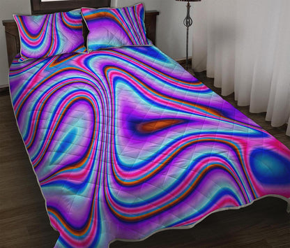 Purple Psychedelic Trippy Print Quilt Bed Set